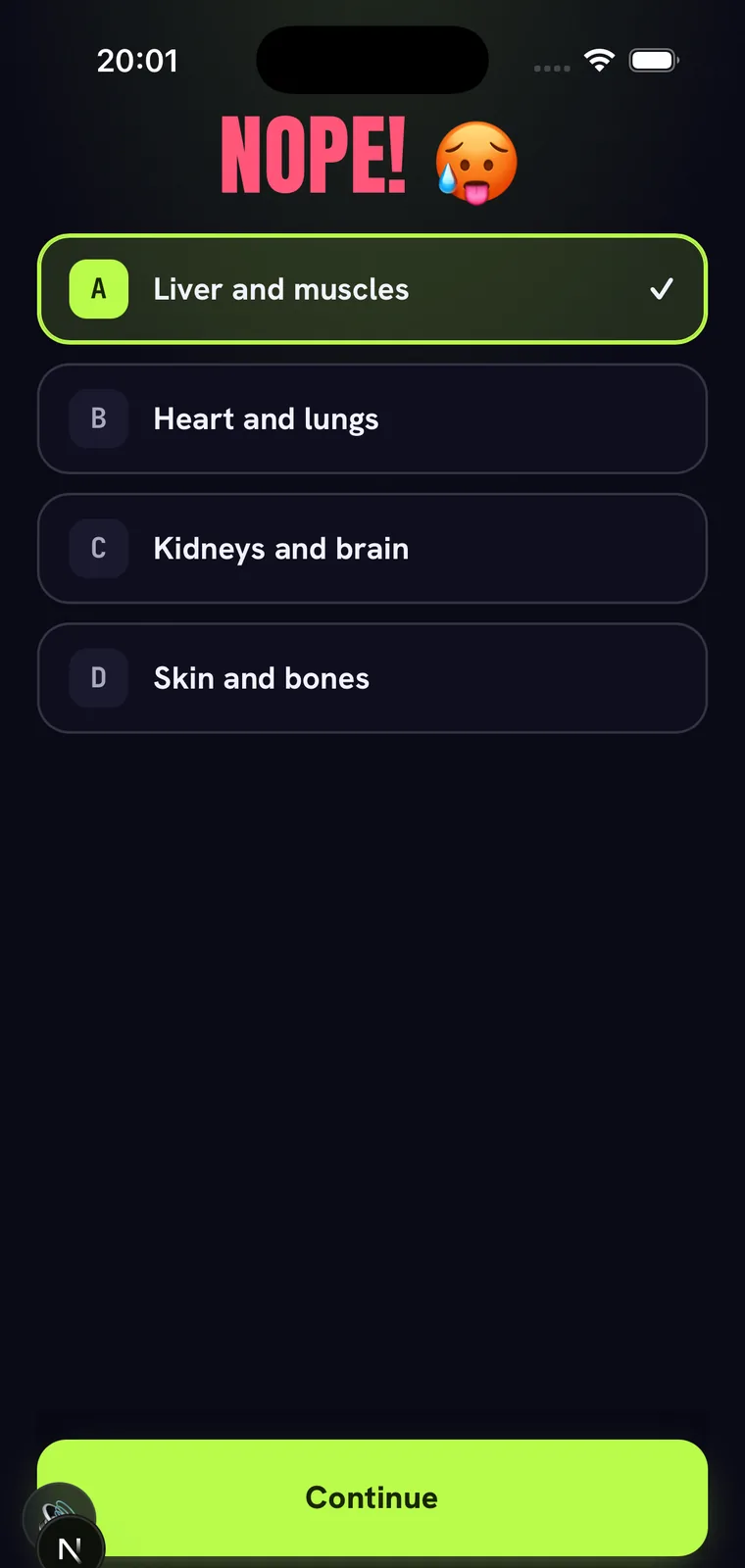 Answer reveal — the correct option highlighted